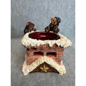 VTG Boyds Bears & Friends Elgin & Elliot Christmas 1996 Chimney Candle‎ Holder